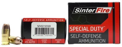Sinterfire Inc Special Duty .45 ACP, 155gr, Frangible HP - 20 Rounds [MPN: SF45155SD]