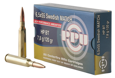 PPU Match 6.5X55 SWEDE, 120gr, HPBT - 20 Rounds [MPN: PPM6]