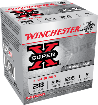 Winchester Super-X High Brass 28 GA, 2-3/4in. 1oz. #8 Shot - 25 Rounds [MPN: X28H8]