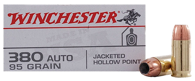 Winchester .380 ACP, 95gr, JHP - 50 Rounds [MPN: USA380JHP]