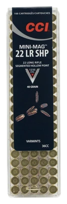 CCI Mini-Mag .22 LR, 40gr, Segmented HP - 100 Rounds [MPN: 36CC]