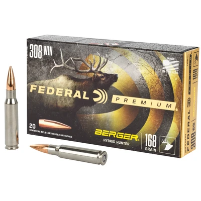 Federal Premium .308 WIN/7.62 NATO, 168gr, Berger Hybrid - 20 Rounds [MPN: P308BCH1]