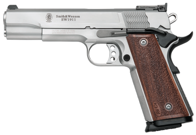 Smith amp Wesson 178047 1911 Performance Center Pro 9mm Luger 5quot 101 Matte Silver Matte Silver Stainless Steel Slide Wood Grip