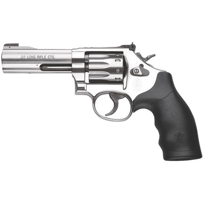 Smith amp Wesson 160584 617 22 LR 10rd 4quot Stainless Satin Stainless Black Polymer Grip