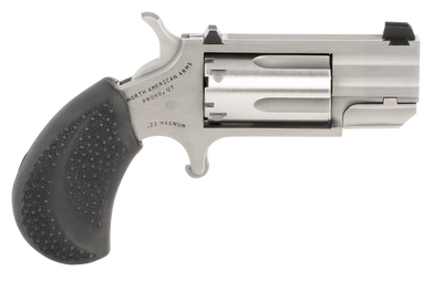 North American Arms PUGDC Pug 22 LR 22 Mag 5rd 1quot Overall Stainless Steel with Black Rubber Grip amp XS White Dot Sights