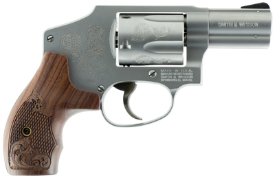 Smith amp Wesson 150784 Model 640 CA Compliant 357 Mag 5rd 213quot Engraved Stainless Steel Barrel amp Cylinder Matte Silver Stainless Steel Engraved Frame with Wood Engraved Grip amp Enclosed Hammer