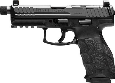 HK 81000625 VP9 Tactical Optic Ready 9mm Luger 470quot TB 171 3 Black Black Steel Slide Black Polymer Grip Night Sights