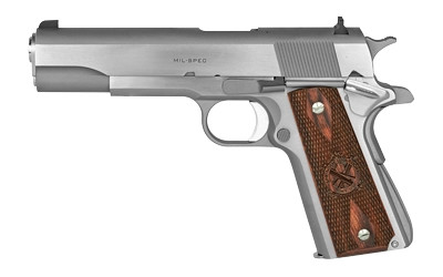 Springfield Armory PBD9151L 1911 MilSpec 45 ACP 5quot 71 Stainless Steel Crossed Cannon Cocobolo Grip