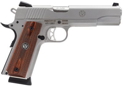 Ruger 6700 SR1911 Standard 45 ACP 5quot 81 Stainless Steel Hardwood Grip