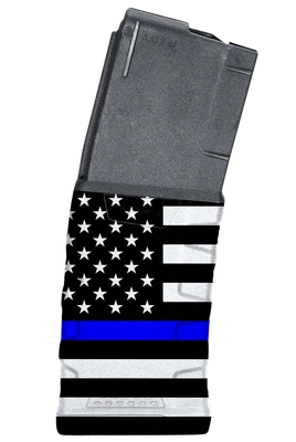 Mission First Tactical Extreme Duty AR-15 Magazine .223 Rem/5.56 NATO 30 Rounds Polymer Black with Blue Line American Flag 1