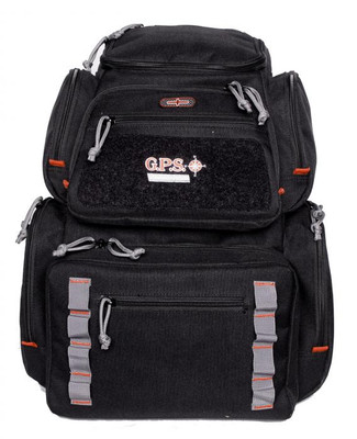 G*Outdoors GPS-1712BPB Pistolero Backpack Black with Gray Accents, 5 Handgun Storage Cases, Accessory Pockets, Visual ID Storage System, Waterproof Pullout Cover, Internal Frame & MOLLE Webbing System