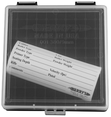 Berrys 001, Berrys 87412    001 Ammo Box .380/9mm 100rd Clr/bk