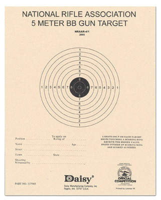 Daisy Nra 5-meter Target, Daisy 990408-810 5-meter Agun Tgt 50pk