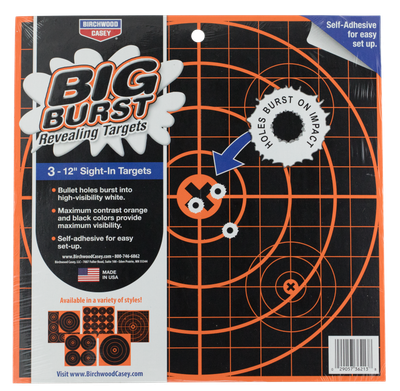 Birchwood Casey Big Burst, Bir 36123 Big Burst 12" Bullseye Tgt           3pk