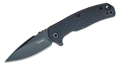 Kershaw 1407 Conduit Assisted Flipper Knife 2.9" Black Oxide Spear Point Blade, Black Glass-Reinforced Nylon Handles, Reversible Clip