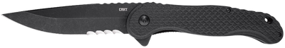 Columbia River CRKT 2267 Antonio Rodriguez Taco Viper Assisted Flipper Knife 4.22" Black Stonewashed Drop Point Blade, Black Textured GRN Handles