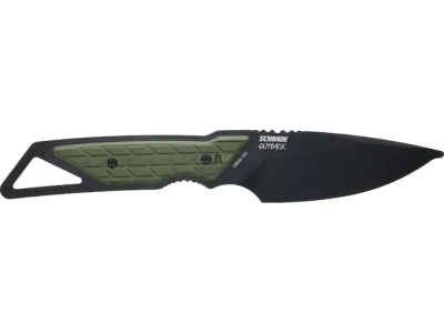 Schrade Outback Fixed Blade Knife 3.75" Drop Point AUS-8 Stainless Black Oxide Blade Rubber Overmold Handle OD Green
