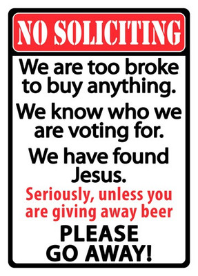 Rivers Edge Sign 12"x17" - "no Soliciting"