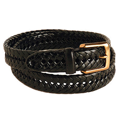 Galco Gun Leather Braided Leather Belt With Brass Buckle 30" Waist Black SB2030B