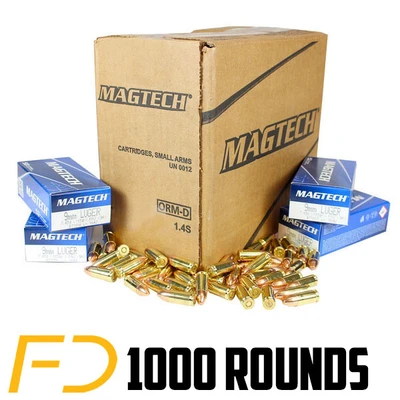 Magtech 9MM, 115gr, FMJ - 1000 Round Case - Free Shipping