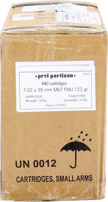 PPU Metric Rifle 7.62X39MM, 123gr, FMJ - 840 Rounds