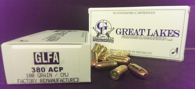 Great Lakes Firearms & Ammo .380 ACP, 100gr, FMJ - 50 Rounds [MPN: A686675]