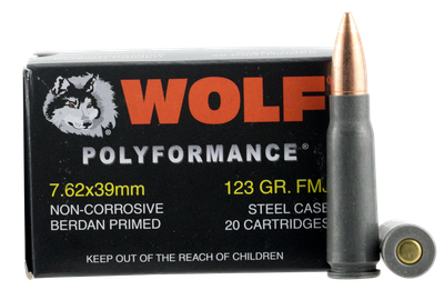 Wolf Polyformance 7.62X39MM, 123gr, FMJ - 1000 Rounds [MPN: 762BFMJ]