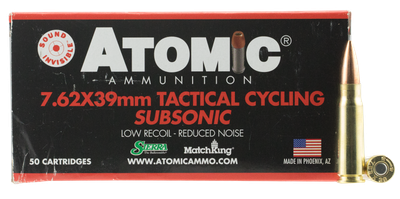 Atomic Ammunition 7.62X39MM, 220gr, TAC SUB - 50 Rounds