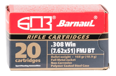 Barnaul .308 WIN/7.62 NATO, 138gr, FMJ - 500 Rounds [MPN: BRN308WINFMJBT168]
