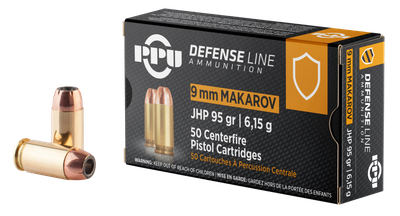 PPU Defense 9X18MM MAKAROV 95gr JHP 50 Rounds [MPN: PPD9M]
