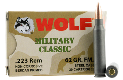 Wolf Military Classic .223 REM, 62gr, FMJ - 500 Rounds [MPN: MC22362FMJ]