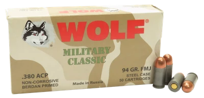 Wolf Military Classic .380 ACP, 94gr, FMJ - 1000 Rounds [MPN: MC917FMJ]