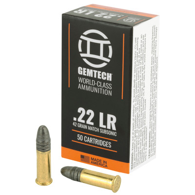 Gemtech Subsonic .22 LR, 42gr, LRN - 50 Rounds [MPN: 3009679]