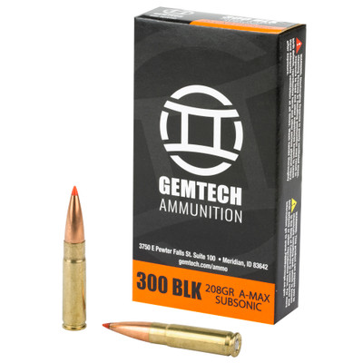 Gemtech A-Max .300 AAC BLACKOUT, 208gr, Polymer Tip - 20 Rounds [MPN: 3010163]