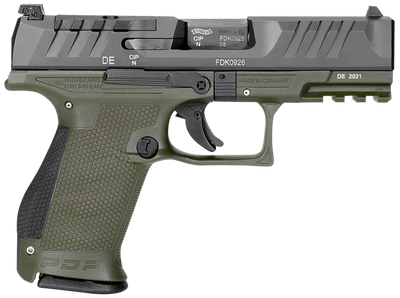 WALTHER PDP 9MM 4quot BARREL 15ROUNDS COMPACT GREEN FRAME OPTIC READY