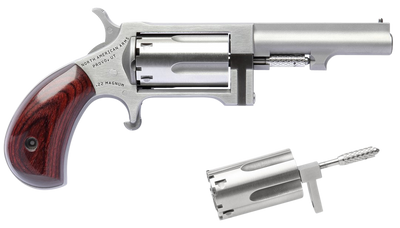 North American Arms SWC250 Sidewinder 22 LR or 22 Mag Caliber with 250quot Barrel 5rd Capacity Cylinder Overall Stainless Steel Finish amp Rosewood Birdshead Grip Includes Cylinder