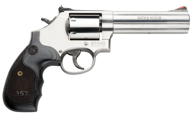 Smith amp Wesson 150854 686 Plus 357 Mag 7rd 5quot Stainless Steel Black amp Silver Custom Wood Grip