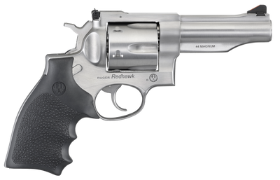 Ruger 5044 Redhawk 44 Rem Mag 6rd 420quot Overall Satin Stainless Steel with TripleLocking Cylinder amp Black Hogue Rubber Grip