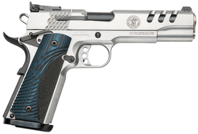 Smith amp Wesson 170343 1911 Performance Center 45 ACP 5quot 81 Matte Silver Matte Stainless Steel Slide Custom Wood G10 Grip