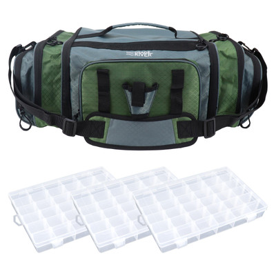 Osage River Elite Ripstop Fishing Tackle Bag w 3 Tackle Boxes