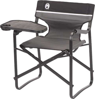 Coleman Aluminum Deck Chair W/ - Swivel Table Grey/black