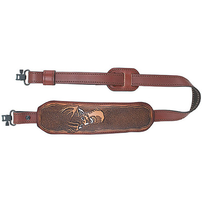 AAE SLING BROWN LEATHER EMBOSSED DEER HEAD