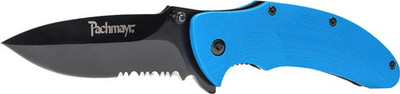 Pachmayr G10 Folding Knife - 3" Serrated S/s Blue G10