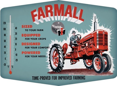 Open Road Brands Thermometer - Sign Farmall Improved Emb Tin