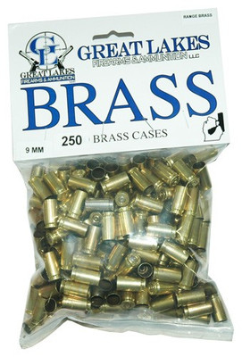 Great Lakes Brass 9mm Luger - Once Fired 250ct