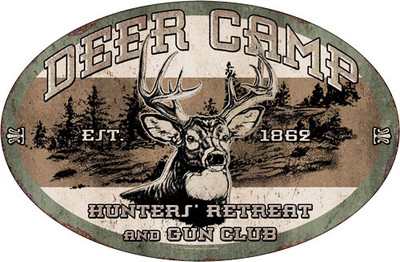 Rivers Edge Deer Camp Oval Tin - Sign