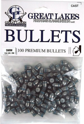 Great Lakes Bullets 9mm - .356 124gr. Lead-rn 100ct