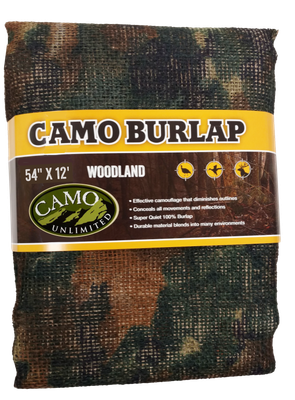 Camo Unlimited Burlap, Camo 9540    Burlap Woodland 54x144
