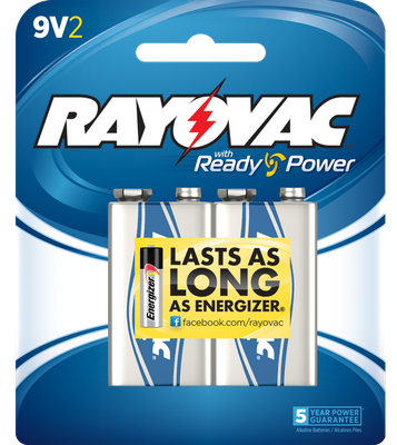 Rayovac 9v, Ray A1604-2j  Alk 9v  Card Battery 2pk