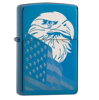 Zippo HP Blue Eagle and Flag Design Lighter